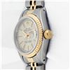 Image 3 : Rolex Ladies Two Tone Factory Silver Tapestry Dial Datejust Wristwatch