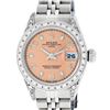 Rolex Ladies Stainless Steel Salmon Diamond Date Wristwatch