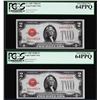 Image 1 : Lot of (2) Consecutive 1928D $2 Legal Tender Notes Fr.1505 PCGS Very Choice New 64PPQ