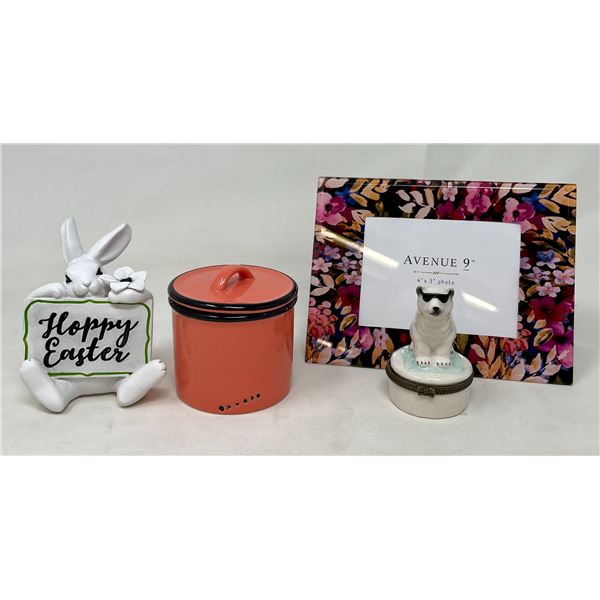 Easter Bunny Ornament / Choral Jar / Floral Picture Frame / Polar Bear Container