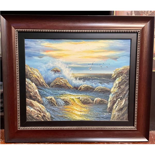 Wall Decor - Water Crashing on Rock Landscape 24x28"