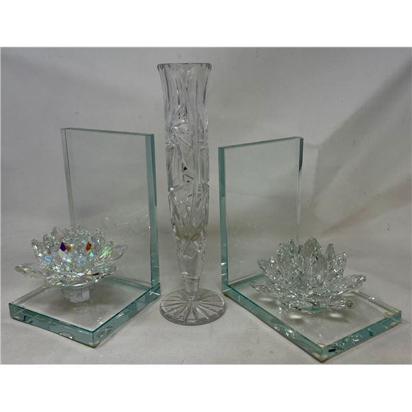 Crystal Vase / Swarovski Crystal Bookends