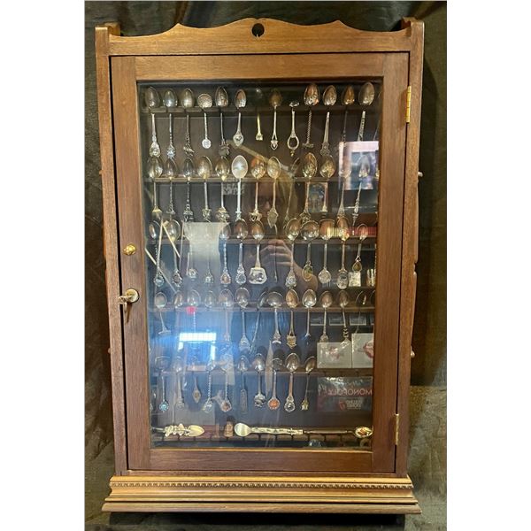 Spoon Wall Cabinet with 75 spoons, 31x19'