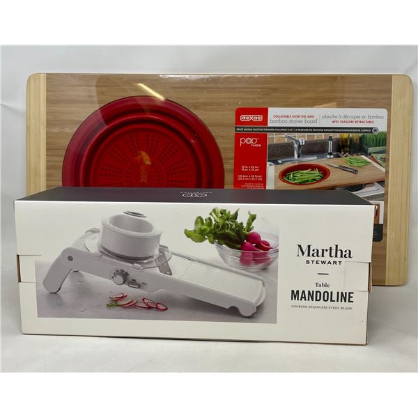 New Bamboo Strainer Board & Martha Stewart Mandoline