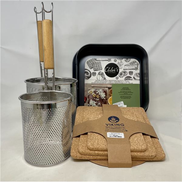 New Viking Trivits, Square non-stick springform pan, Used Deep Fryer tools x2