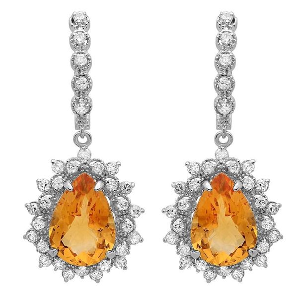 9.78ct Citrine 14 K White  Gold Earrings