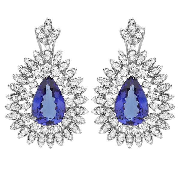 10.7ct Tanzanite 14 K White Gold Earrings