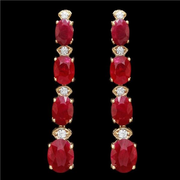 14k Gold 9.00ct Ruby 0.25ct Diamond Earrings