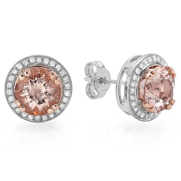 3.31ct Morganite 14 K White Gold Earrings