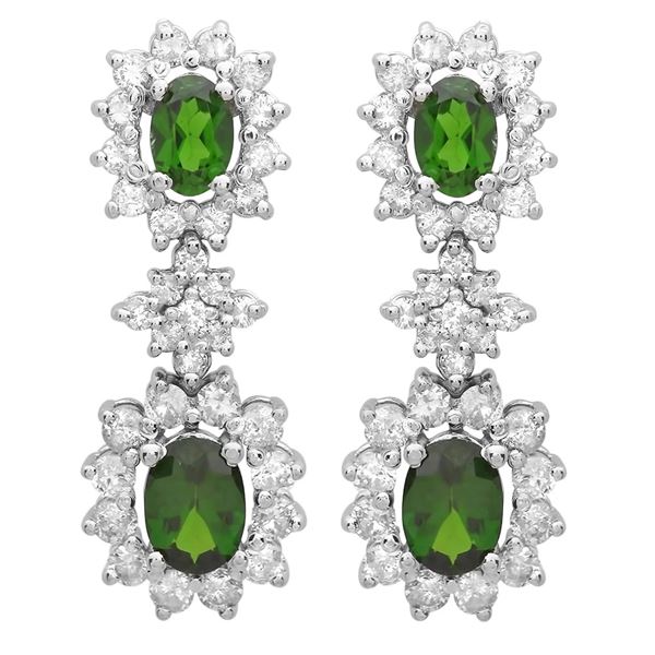 2.41ct Chrome diopside 14 K White  Gold Earrings