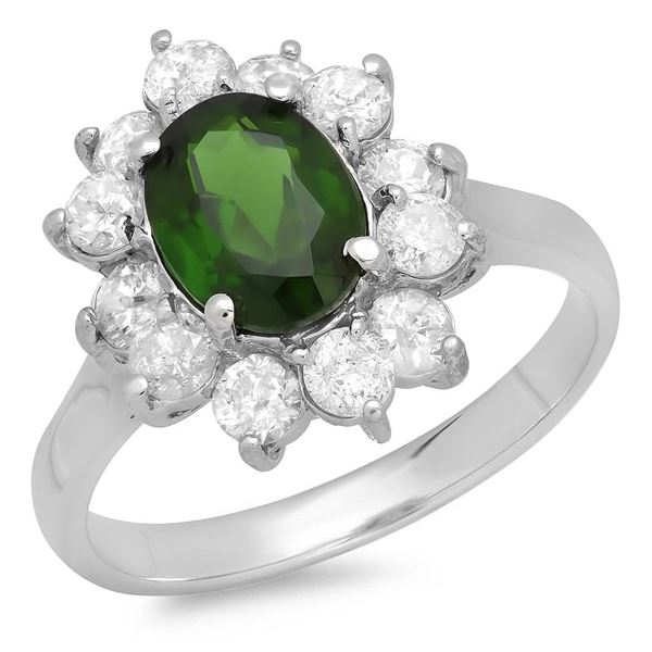 1.37ct Chrome diopside 14 K White  Gold Ring