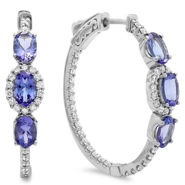 2.58ct Tanzanite 14 K White Gold Earrings