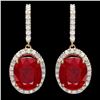 Image 1 : 14k Gold 13.00ct Ruby 1.50ct Diamond Earrings