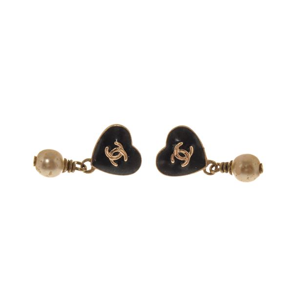 Chanel CC Dangle Pearl Earrings