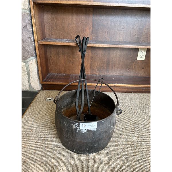 Cast Iron Pot And FirePlace Poker Tools