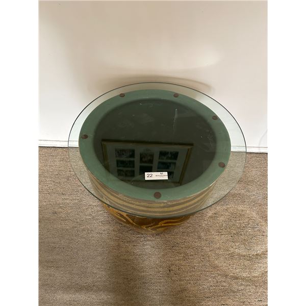 Ceramic Planter Decorative Side Table With Removable Top Glass 19D 17H