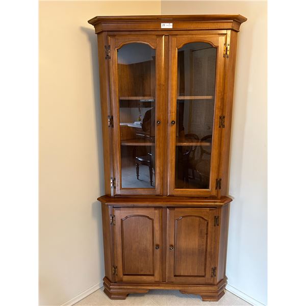 Vintage Solid Wood Corner China Cabinet 76H