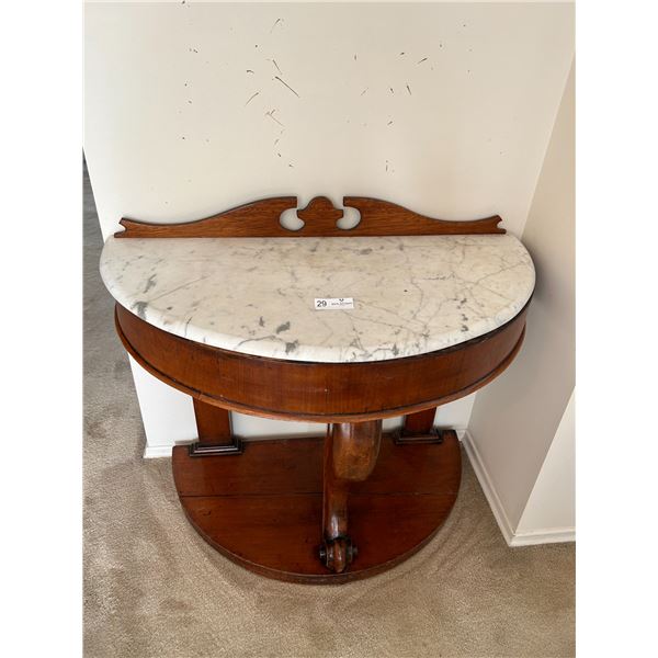 Beautiful Marble Half Circle Side Table 36W 18D 32H