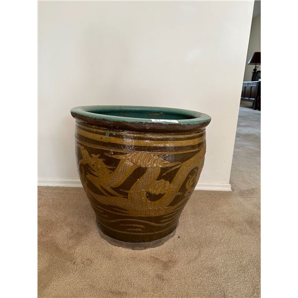 Vintage Oriental Style Dragon XL Garden Planter 17D 17H