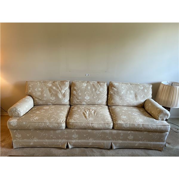Beige Flower Pattern 3 Seater Couch 90W 36D 35H