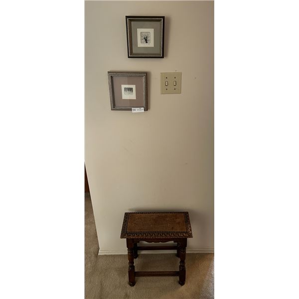 Alberta Artwork 8 x 8With Vintage Wooden Stool