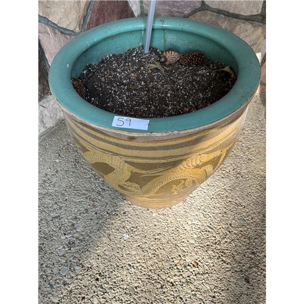 Vintage Oriental Style Dragon XL Garden Planter 17D 17H