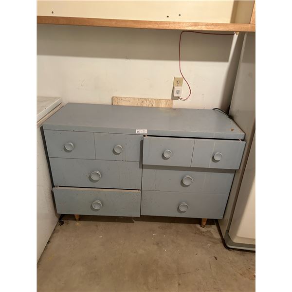 Blue Vintage Solid Wood 6 Drawer Dresser 18D 49W 34H