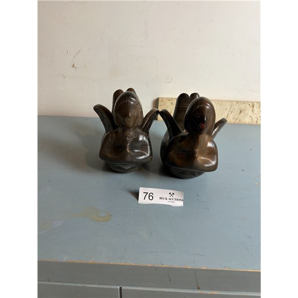 Pair Of Vintage Wooden Angel Candle Holders 4W 6D 6H