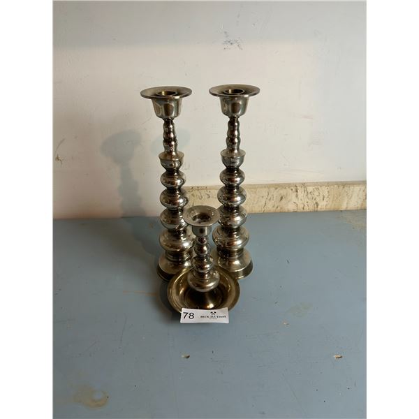 Silver Plated Brass Candle Holders Various Sizes