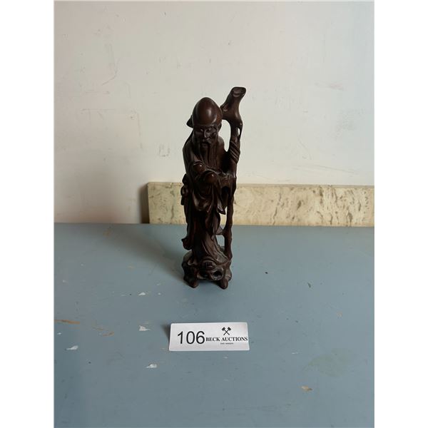 Wooden Chinese Pilgrim Statue 8H