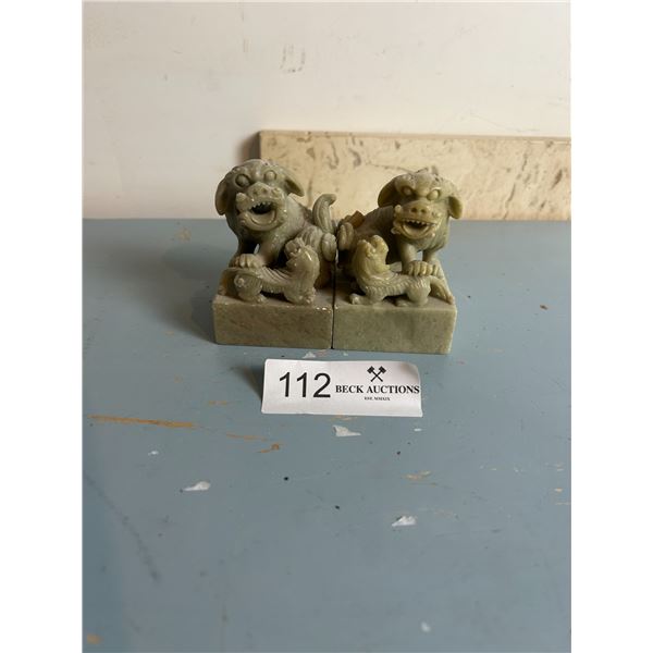 Pair Of Marble Shi Chinese Dragons 2W 2D 3H