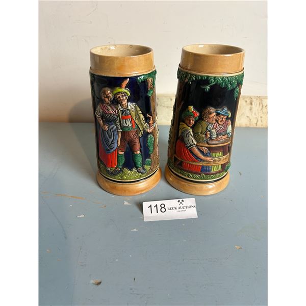 Pair Of Dutch Vintage Drinking Steins 7H