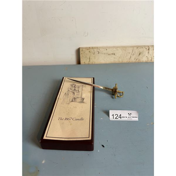 1867 Candles Unused Still In Box With Decorative Sword Letter Opener