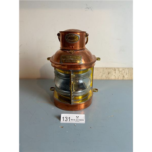 Nauticalmart Brass & Anchor Oil Lamp 6W 10H