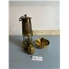 Image 1 : Brass Utility Oil Lamp With Assorted Brass Decor 10H