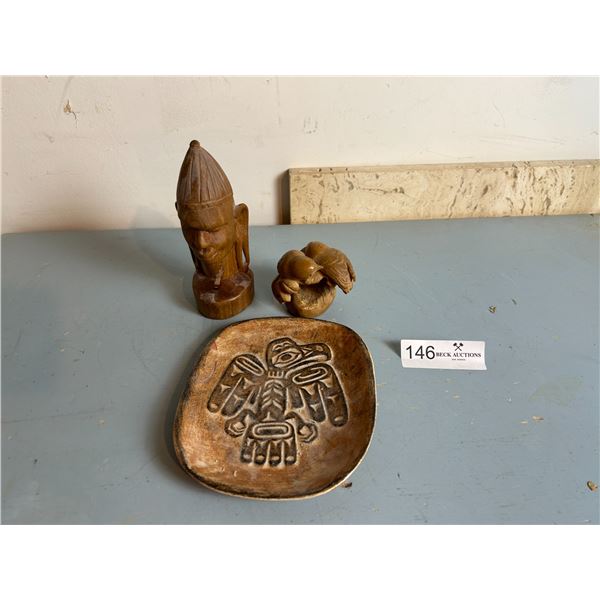 Indigenous Sculptures And Tray 6H