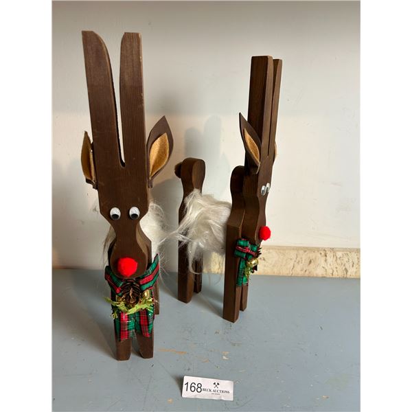 Wooden Handmade Christmas Reindeer Decor 5W 12H
