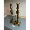 Image 1 : Pair Of Tall Brass Candle Holders One With Age Damage 18H