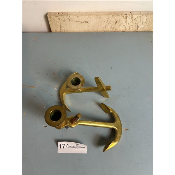 Brass Anchor Design Candle Holders 6L 4H