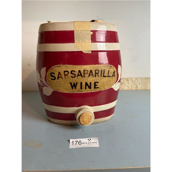 Ceramic Sarsaparilla Wine Barrel 8W 5D 11H