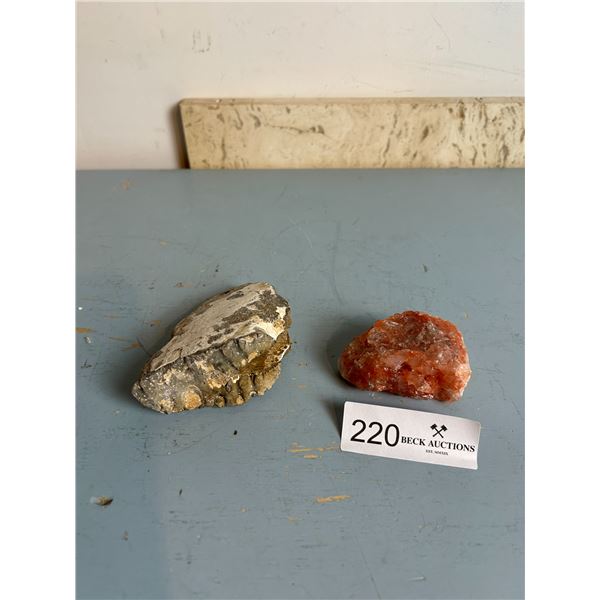 Orange Calcite Crystal 3W 2D 2H With Fossil