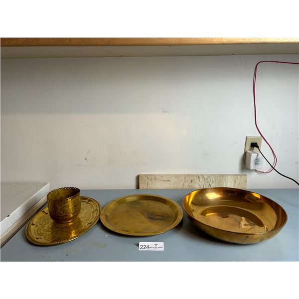 Vintage Brass Platers And Bowls