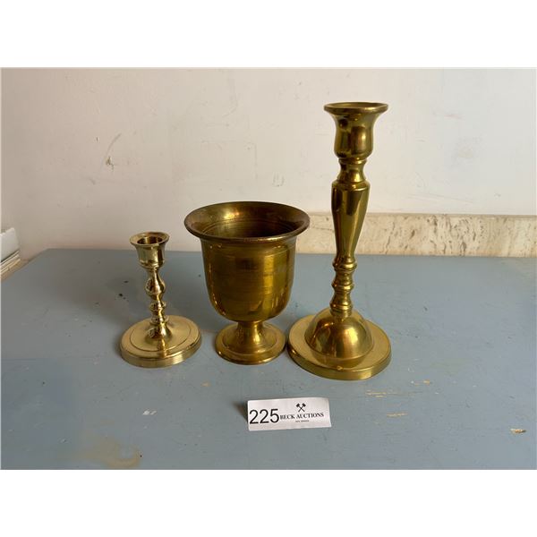 Brass Candle Holders And Chalice