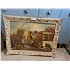 Image 1 : Vintage Victorian 1800s Town Painting By J.Beckerman 33x26