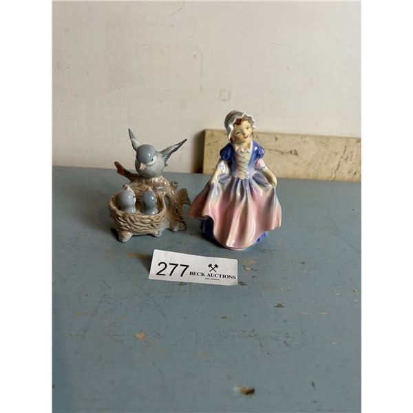 Porcelain Victorian Girl And Blue Birds 4H