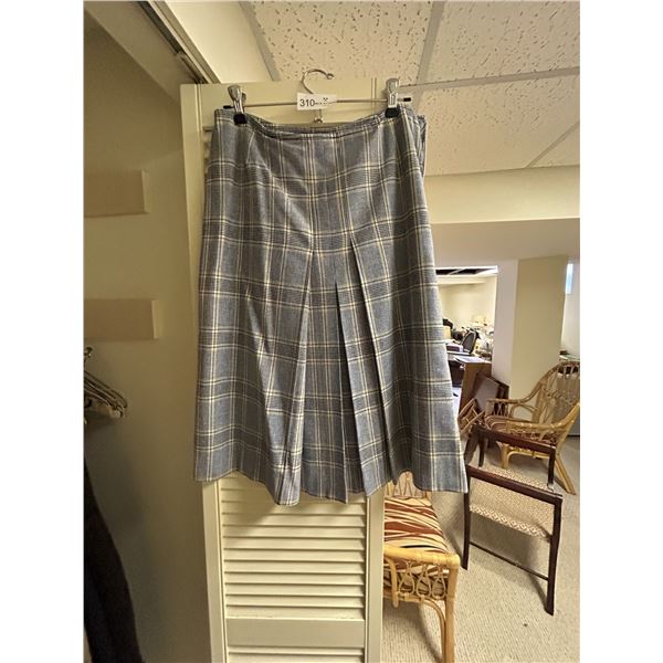 Blue Plaid Skirt And Cream White Jacket Size Medium