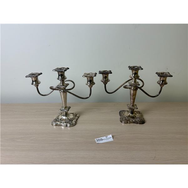 Silver Plated Matching Candle Holders 12W 10H