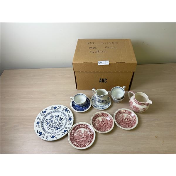 Large Assortment Of Red And Blue Nordic China