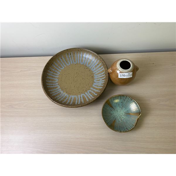 Ceramic Serving Tray And Lilly Pad Bowl With Ceramic Pot