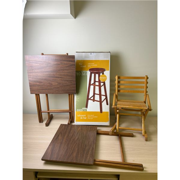 Wooden Stools And Tv Dinner Tables